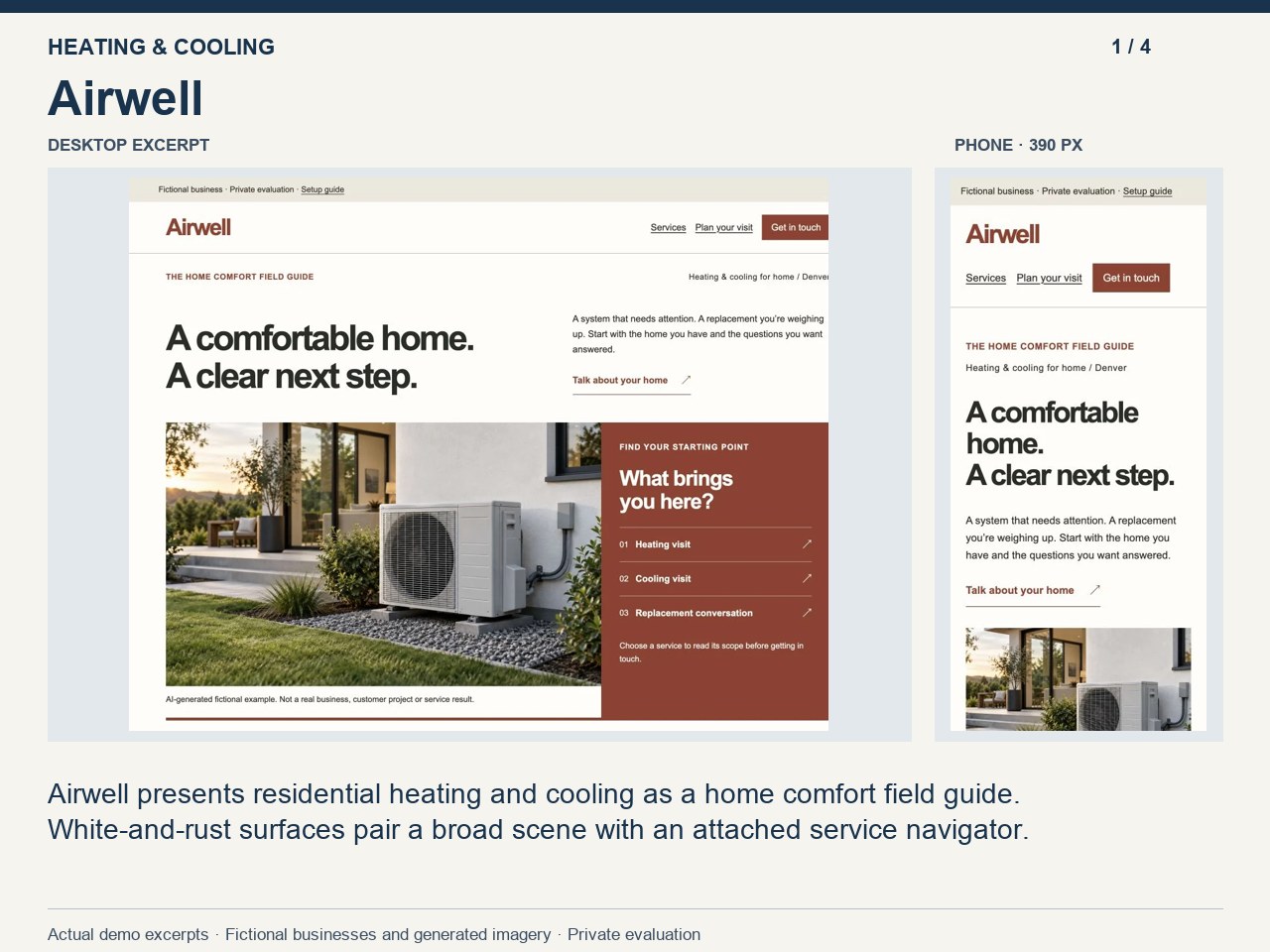 Airwell desktop and phone excerpts in the collection tour
