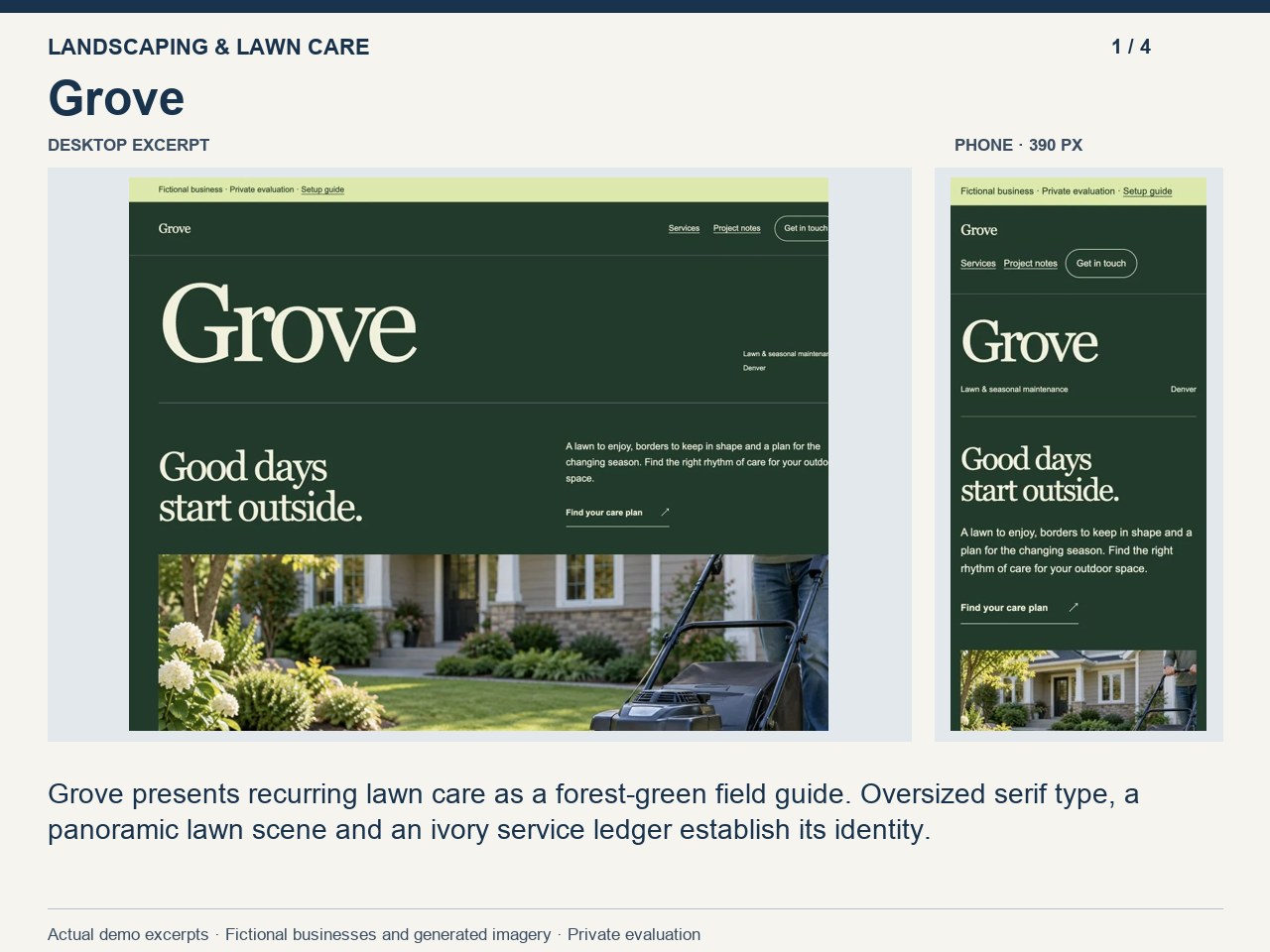 Grove desktop and phone excerpts in the collection tour